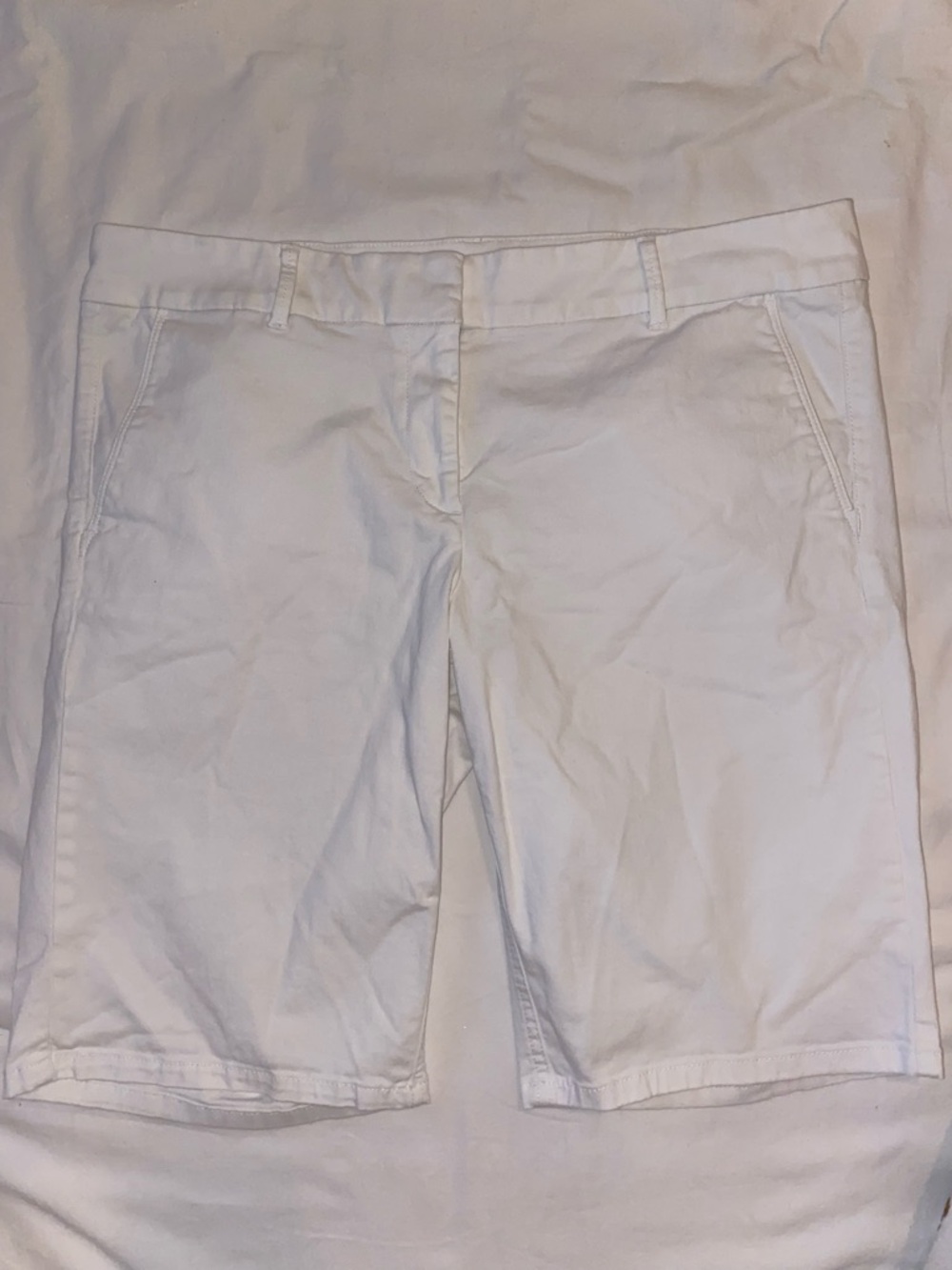 LOFT White Bermuda Shorts with Belt Loops